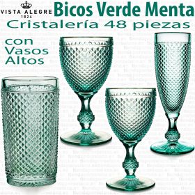 Cristalería 48 piezas con Vasos Altos Vista Alegre BICOS / PICOS VERDE MENTA