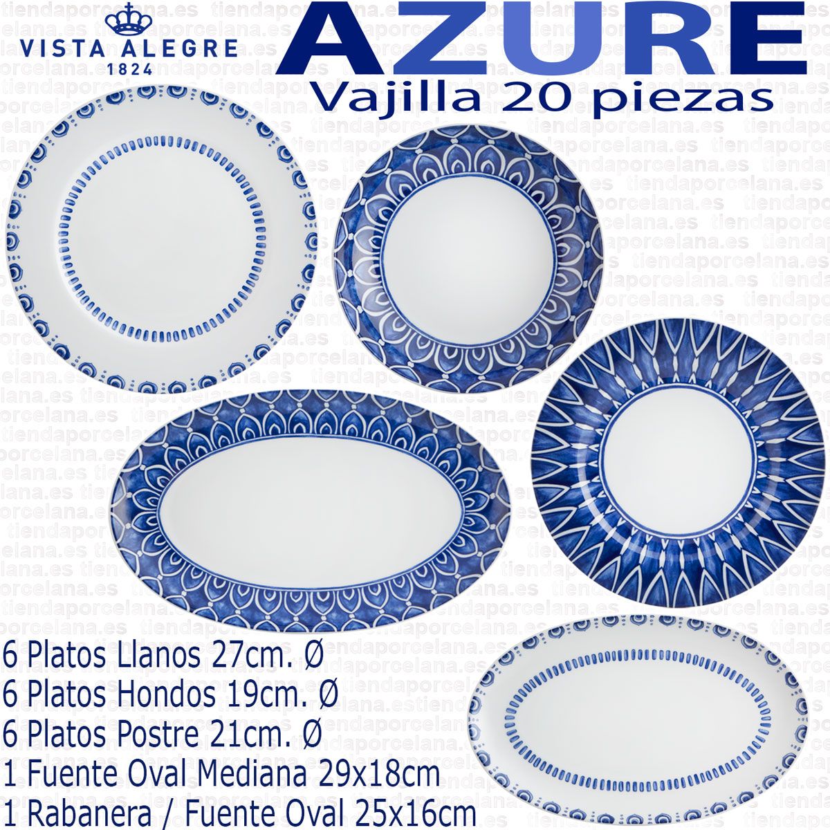 Vajilla Vista Alegre Azure Lux 20 piezas