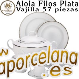 Vajilla completa 57 piezas Santa Clara Iria Cies Rayada Blanca